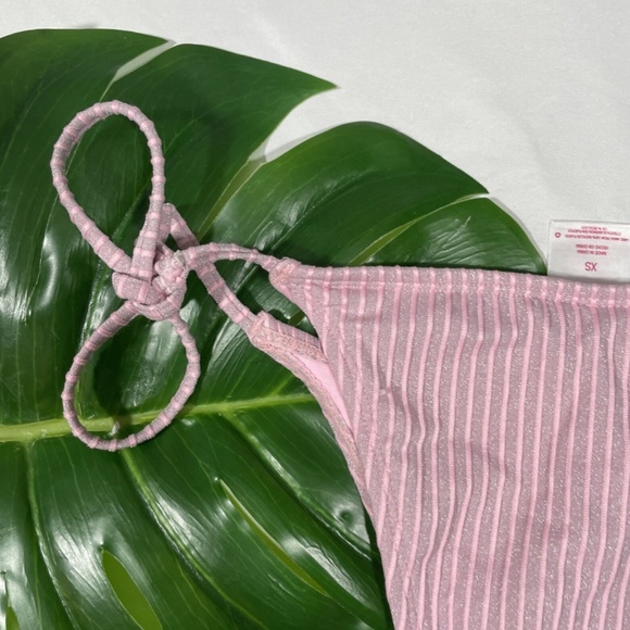 NWT $38 Xhilaration‎ Metallic Ribbed Cinched Bikini Top + Bottom [ XS ] - Picture 15 of 16